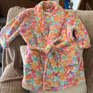 Kids bath gown, multicolor, rainbow color hearts, valentines gift for girl